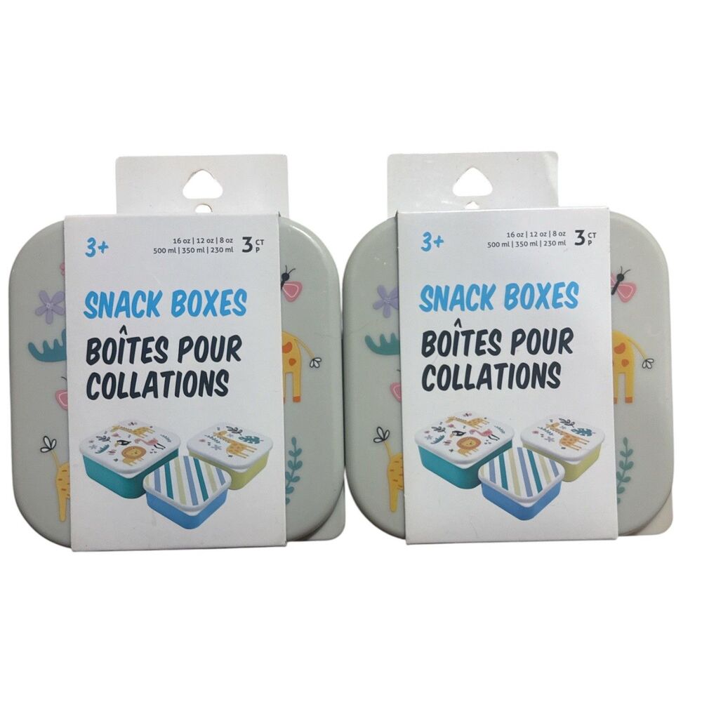 Kids Snack Boxes Set of 6 Lunch Containers 16oz 12oz 8oz New